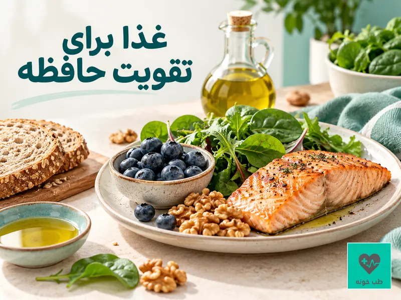 بشقاب ماهی سالمون، گردو، سبزی برگسبز و زغالاخته در مقاله غذا برای تقویت حافظه