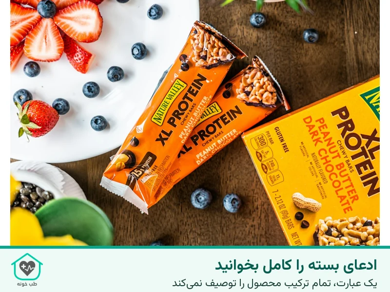 عکس واقعی خوراکی بستهبندیشده با ادعای پروتئین روی بسته