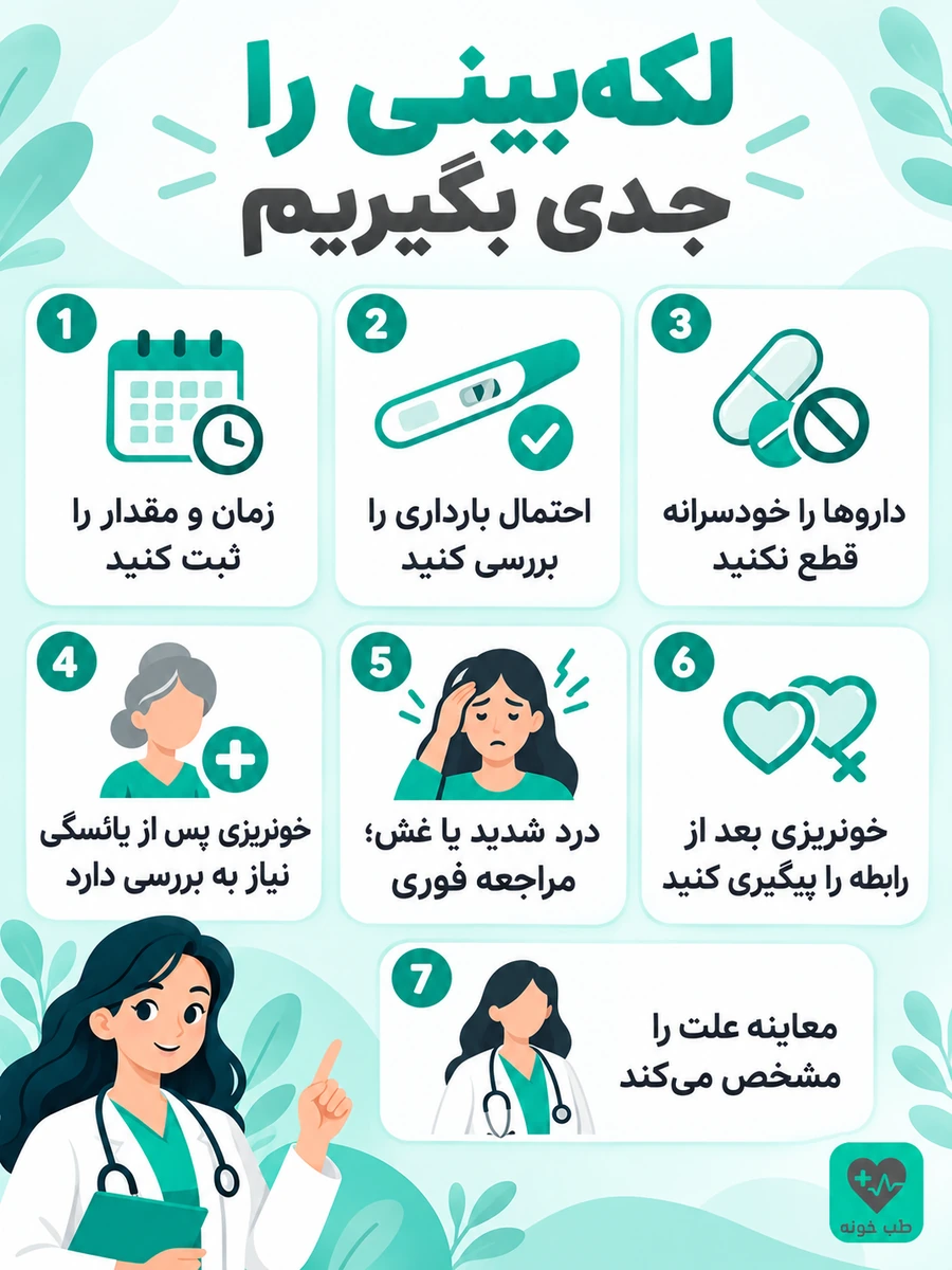 اینفوگرافیک نکات مهم پیگیری لکه بینی واژن