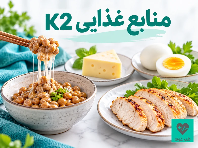 ناتو، پنیر، تخممرغ و مرغ بهعنوان نمونه منابع غذایی ویتامین K2